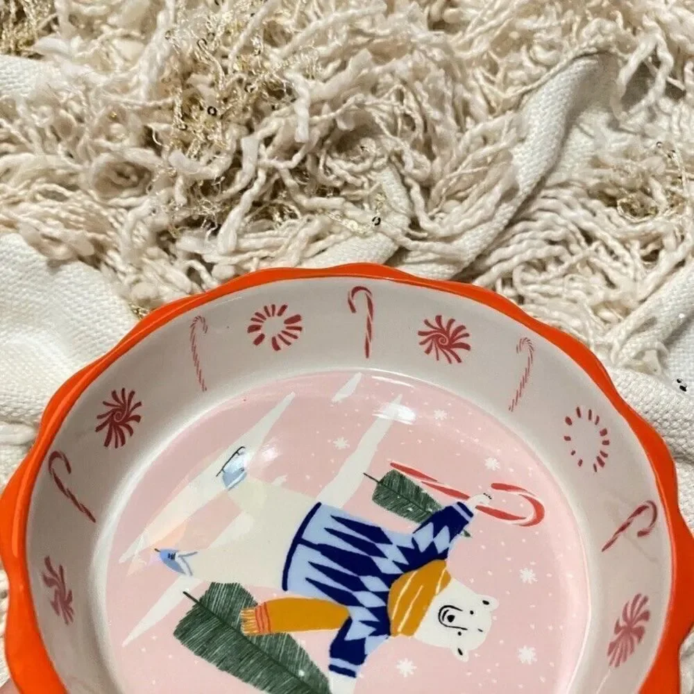 Anthropologie Geoge & Viv Merry Ramekin Baking Trinket Dish Christmas NEW